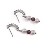 Cercei cu surub Perle de cultura si Rubin cu baza de Argint 925 semirotunda cu zirconii, 4-6mm