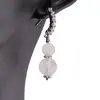Cercei cu surub Piatra lunii si baza de Argint 925 semirotunda cu zirconii, 6-8mm, imagine 2