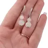 Cercei cu surub Piatra lunii si baza de Argint 925 semirotunda cu zirconii, 6-8mm, imagine 3