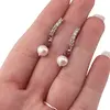 Cercei cu surub Rubin si Perla cu baza de Argint 925 semirotunda cu zirconii, 4-6mm, imagine 3