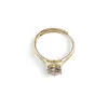 Inel reglabil Cupru placat cu Aur galben 14k, model clasic cu zirconiu alb rotund, imagine 2