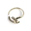 Inel reglabil Cupru placat cu Aur galben 14k, model serpuit cu zirconiu, imagine 2