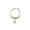 Inel reglabil Cupru placat cu Aur galben 14k, pe doua randuri model zale si charm stea, imagine 2