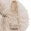 Bratara din cupru placat cu aur galben 18k cu element central oval si zirconii, imagine 2