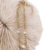 Bratara din cupru placat cu aur galben 18k, model zale rasucite cu zirconii, imagine 2