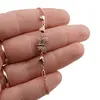 Bratara din cupru placat cu aur roz 18k, model inimioare si fluture, imagine 3