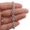 Bratara din cupru placat cu aur roz 18k, model ochiul protector albastru, imagine 3