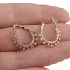 Cercei din cupru placat cu aur galben 14k model oval cu zirconii, imagine 3