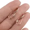 Cercei din cupru placat cu aur roz 14k model geometric, imagine 3