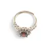 Inel reglabil Cupru placat cu Aur galben 14k, model clasic cu zirconiu alb si rosu, imagine 2