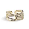 Inel reglabil Cupru placat cu Aur galben 14k, model mod cu zirconiu