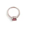 Inel reglabil Cupru placat cu Aur roz 14k, model clasic cu zirconiu rosu, imagine 2
