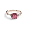 Inel reglabil Cupru placat cu Aur roz 14k, model clasic cu zirconiu rosu