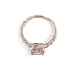 Inel reglabil Cupru placat cu Aur roz 14k, model clasic cu zirconiu roz, imagine 2