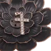 Pandantiv cupru placat cu aur roz 14k, model cruce clasic cu zirconii, imagine 2