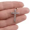 Pandantiv cupru placat cu aur roz 14k, model cruce clasic cu zirconii, imagine 3