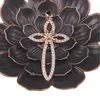 Pandantiv cupru placat cu aur roz 14k model cruce cu floare, 45mm, imagine 2