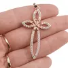 Pandantiv cupru placat cu aur roz 14k model cruce cu floare, 45mm, imagine 3
