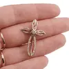 Pandantiv cupru placat cu aur roz 14k, model cruce cu floare, imagine 3