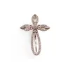 Pandantiv cupru placat cu aur roz 14k, model cruce cu floare