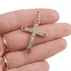 Pandantiv cupru placat cu aur roz 14k, model cruce cu incrustatie de zirconiu, imagine 3
