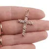 Pandantiv cupru placat cu aur roz 14k, model cruce cu zirconii, imagine 3