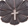 Pandantiv cupru placat cu aur roz 14k, model cruce cu zirconii incrustate, imagine 2