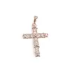 Pandantiv cupru placat cu aur roz 14k, model cruce cu zirconii