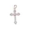 Pandantiv cupru placat cu aur roz 14k, model cruce cu zirconiu cubic central