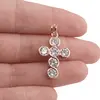 Pandantiv cupru placat cu aur roz 14k, model cruce din zirconii rotunde, imagine 3