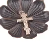 Pandantiv cupru placat cu aur roz 14k model cruciulita cu Iisus, 40mm, imagine 2