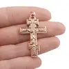 Pandantiv cupru placat cu aur roz 14k model cruciulita cu Iisus, 40mm, imagine 3
