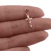 Pandantiv cupru placat cu aur roz 14k, model cruciulita cu Iisus, imagine 3