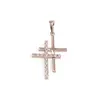 Pandantiv cupru placat cu aur roz 14k, model dublu cruce