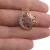 Pandantiv cupru placat cu aur roz 14k, model semiluna si soare, imagine 3