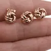 Set Cercei si Pandantiv din cupru placat cu aur galben 14k model impletit, imagine 3