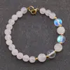 Bratara Cuart roz si Angel Aura Cuart sfere cu bumbi aurii, 6-8mm