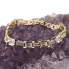 Bratara din cupru placat cu aur galben 18k, model box cu zirconiu dreptunghiular, imagine 2