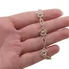 Bratara din cupru placat cu aur galben 18k, model flori si zale ovale, imagine 3
