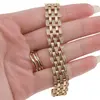 Bratara din cupru placat cu aur galben 18k, model plat pe patru randuri cu zirconiu, imagine 3