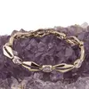 Bratara din cupru placat cu aur galben 18k, model romb si zirconii, imagine 2