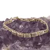 Bratara din cupru placat cu aur galben 18k, model tablite cu doua randuri de zirconii, imagine 2