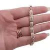 Bratara din cupru placat cu aur galben 18k, model tablite cu doua randuri de zirconii, imagine 3
