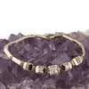 Bratara din cupru placat cu aur galben 18k, model tablite cu zirconiu cubic, imagine 2