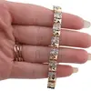 Bratara din cupru placat cu aur galben 18k, model tinte mari si mici cu zirconiu, imagine 3