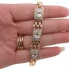 Bratara din cupru placat cu aur galben 18k, model vintage lat cu zirconiu, imagine 3
