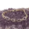Bratara din cupru placat cu aur galben 18k, model zale ovale cu zirconii, imagine 2