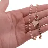 Bratara din cupru placat cu aur roz 18k dubla cu bumbi si inima, imagine 3