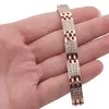 Bratara din cupru placat cu aur roz 18k lata, model tablite cu zirconiu, imagine 3