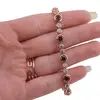 Bratara din cupru placat cu aur roz 18k, model cercuri cu zirconii rosii, imagine 3